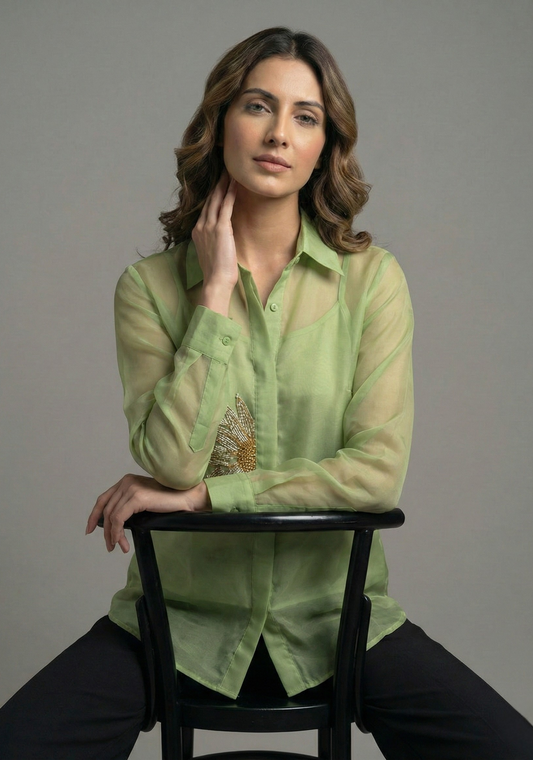 The Sprout Green Pure Organza Shirt