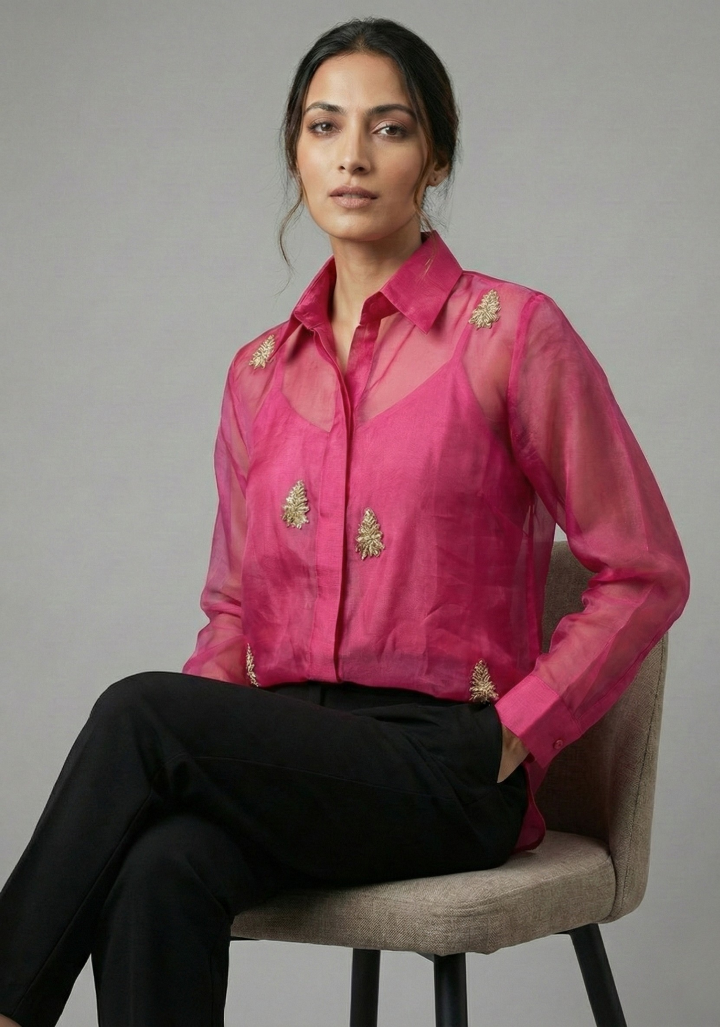 Fuchsia Pure Organza Shirt
