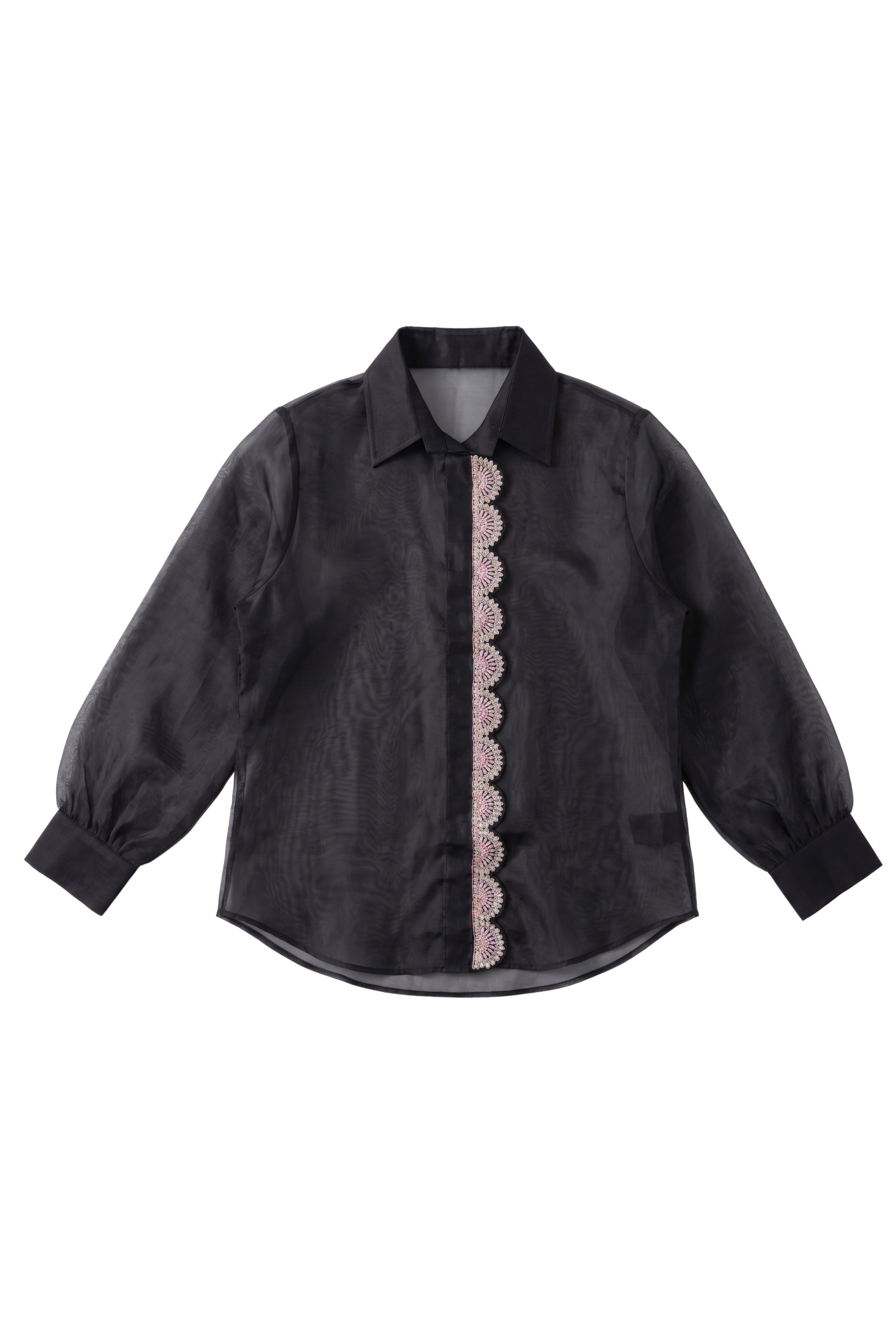 The Black Noir Scallop Organza Shirt