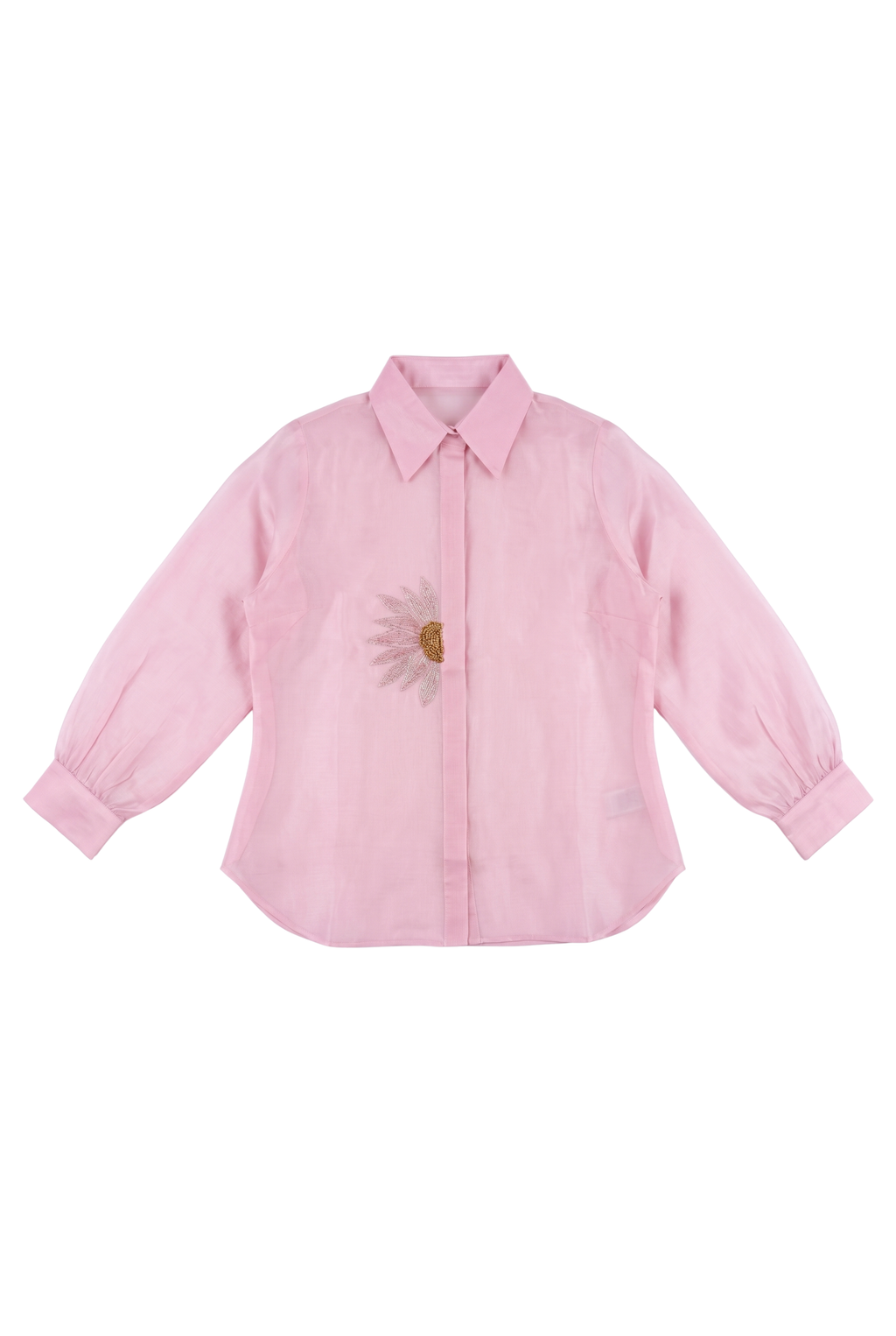 The Baby Pink Sunflower Pure Organza Shirt