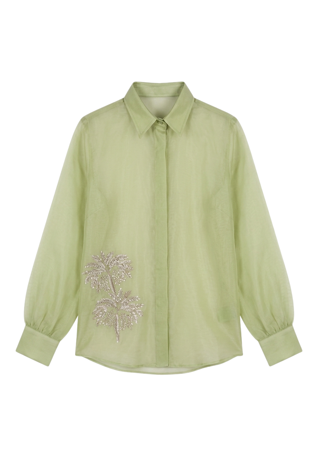 The Lime Green Hand-Embroidered Organza Shirt