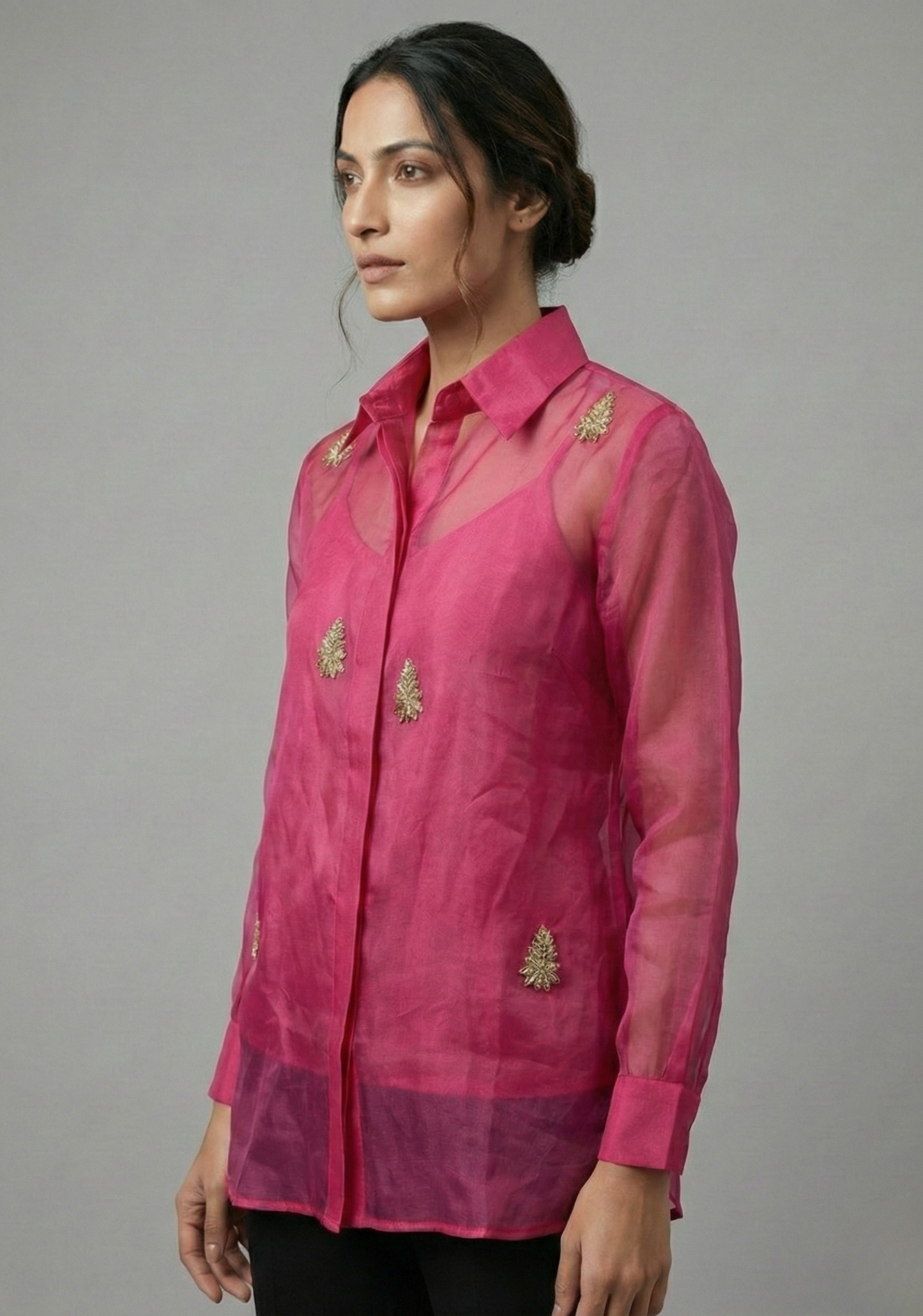 Fuchsia Pure Organza Shirt