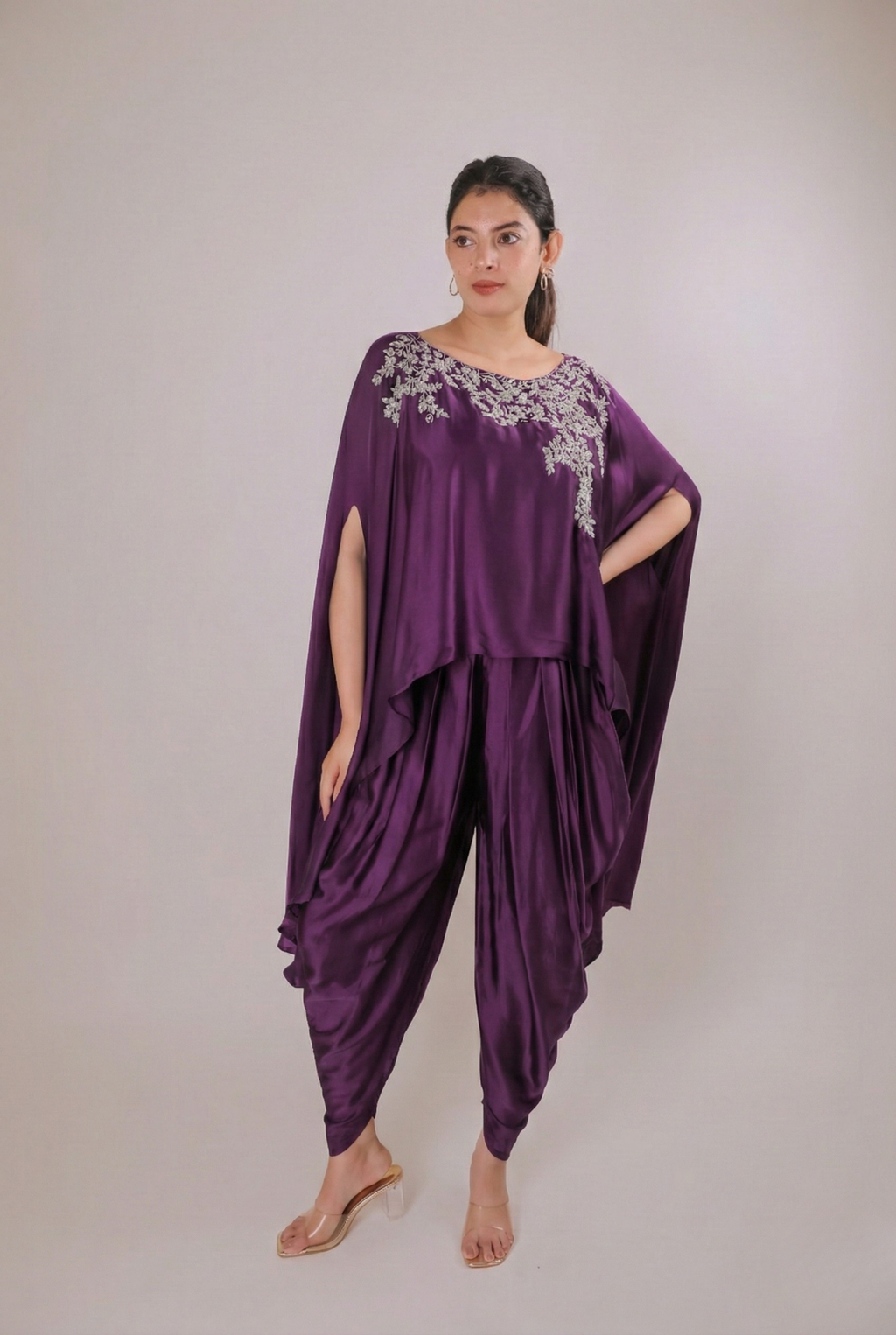 Amethyst Regal Satin Dhoti Set
