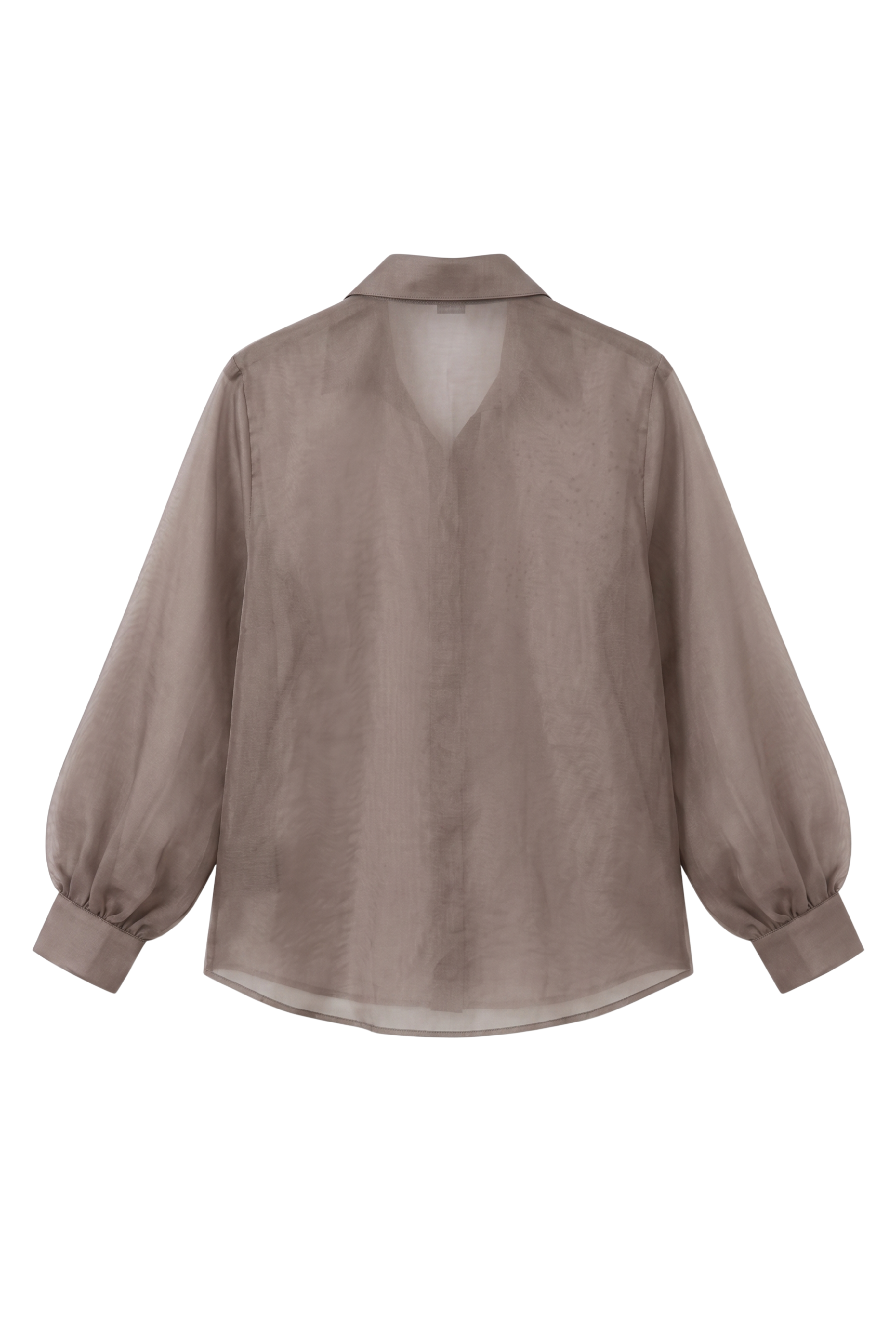 Gray Pearl-Embellished Pure Organza Shirt