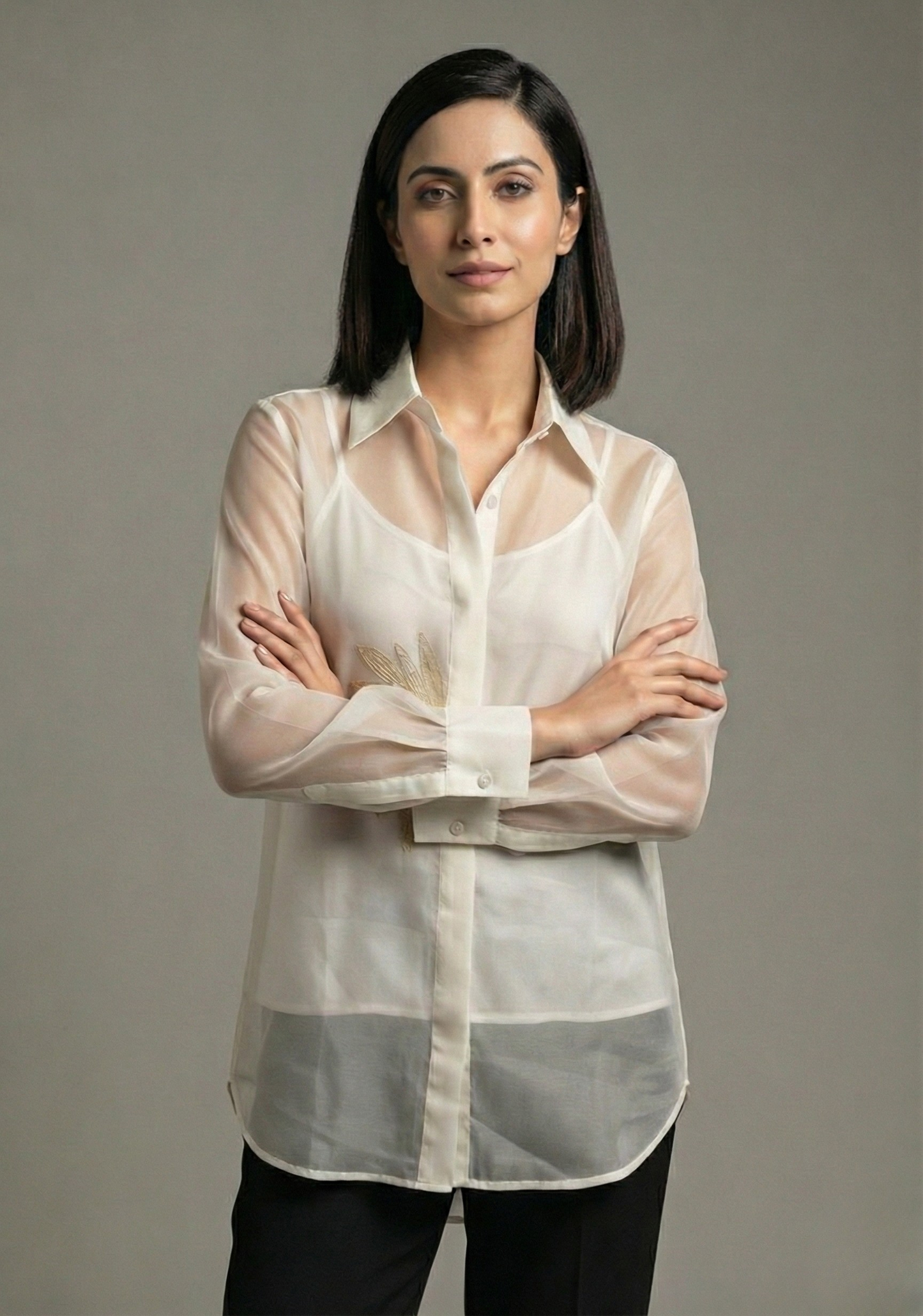 The Ivory Sunflower Pure Organza Shirt