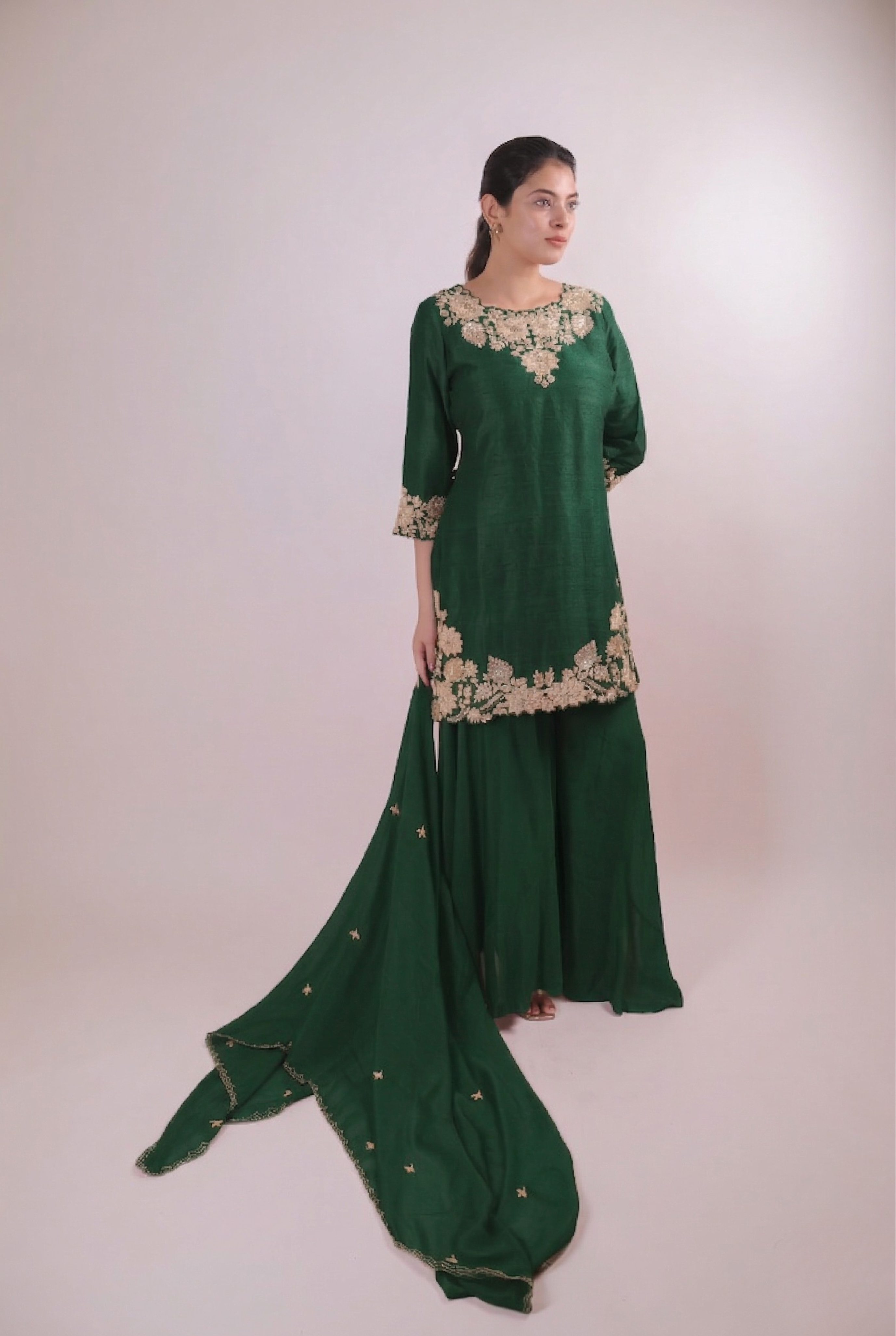 The Emerald Oasis Hand-Embroidered Set