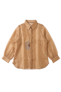 The Champagne Beige Sunflower Pure Organza Shirt