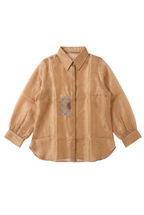The Champagne Beige Sunflower Pure Organza Shirt