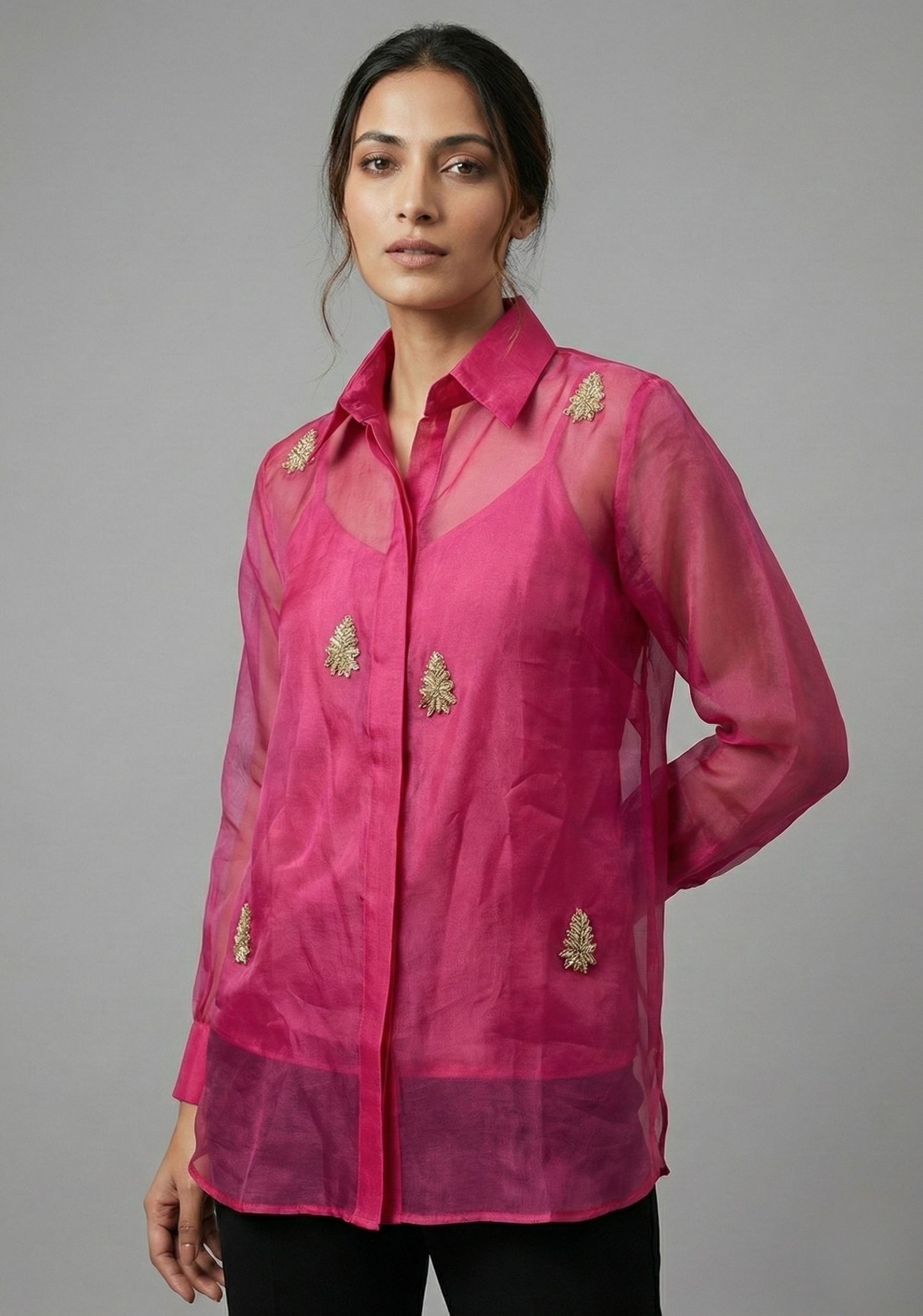Fuchsia Pure Organza Shirt
