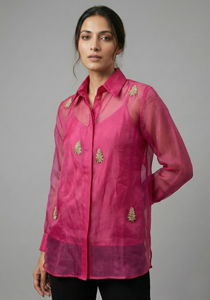 Fuchsia Pure Organza Shirt