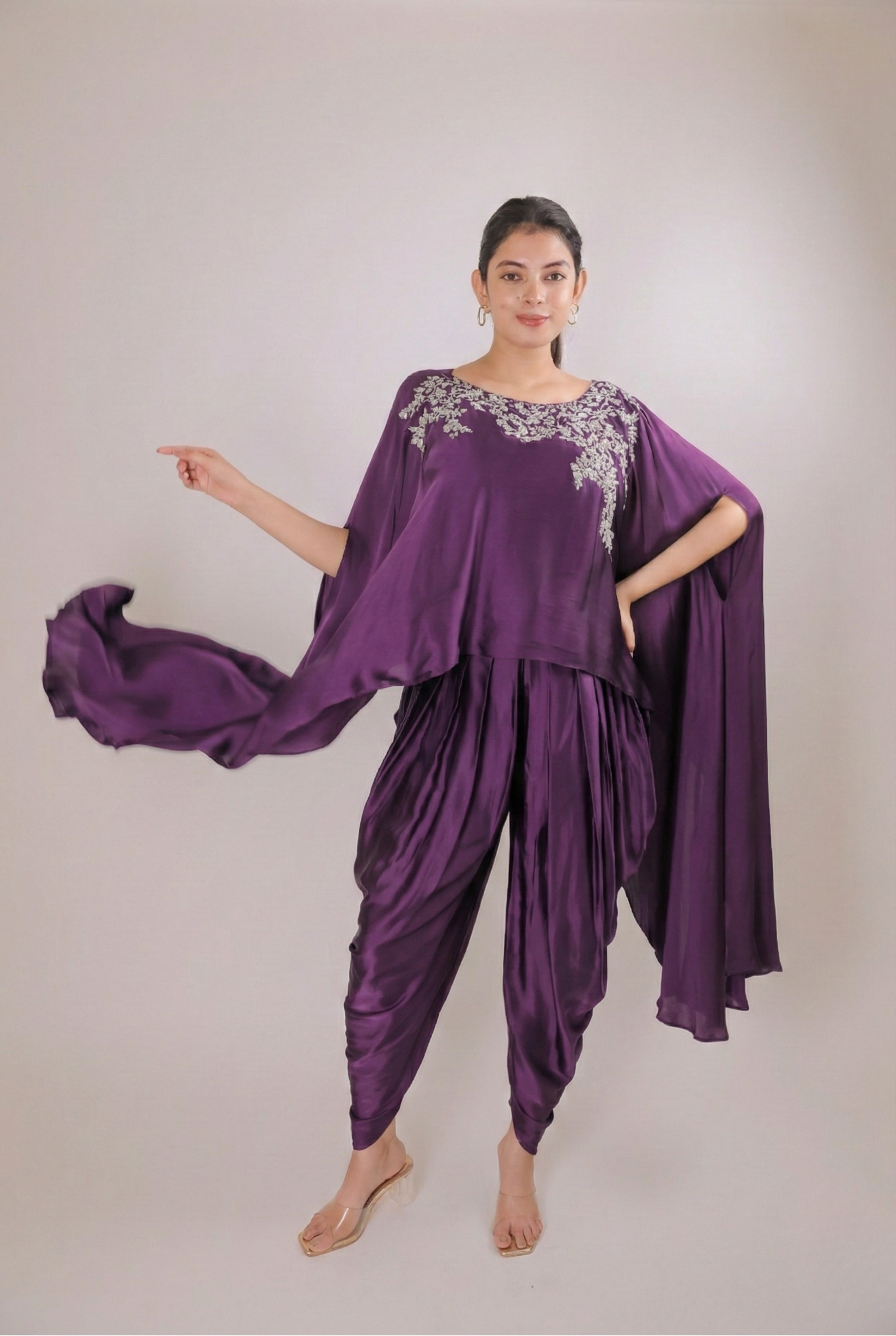 Amethyst Regal Satin Dhoti Set
