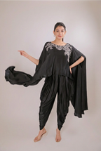 Midnight Onyx Satin Dhoti Set
