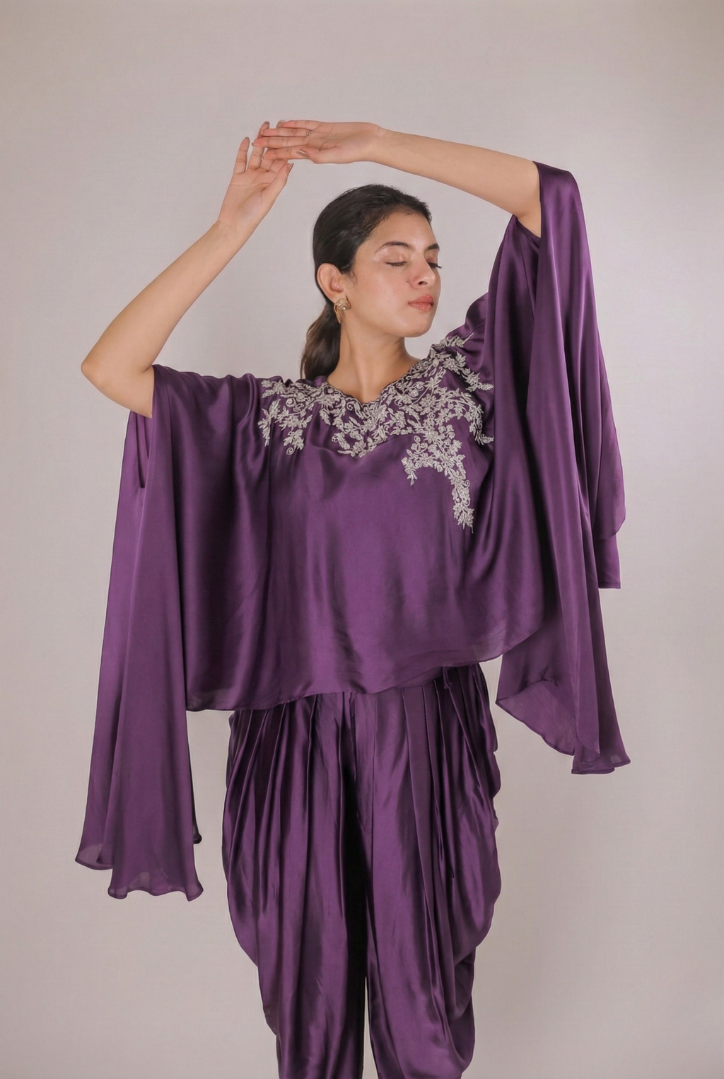 Amethyst Regal Satin Dhoti Set