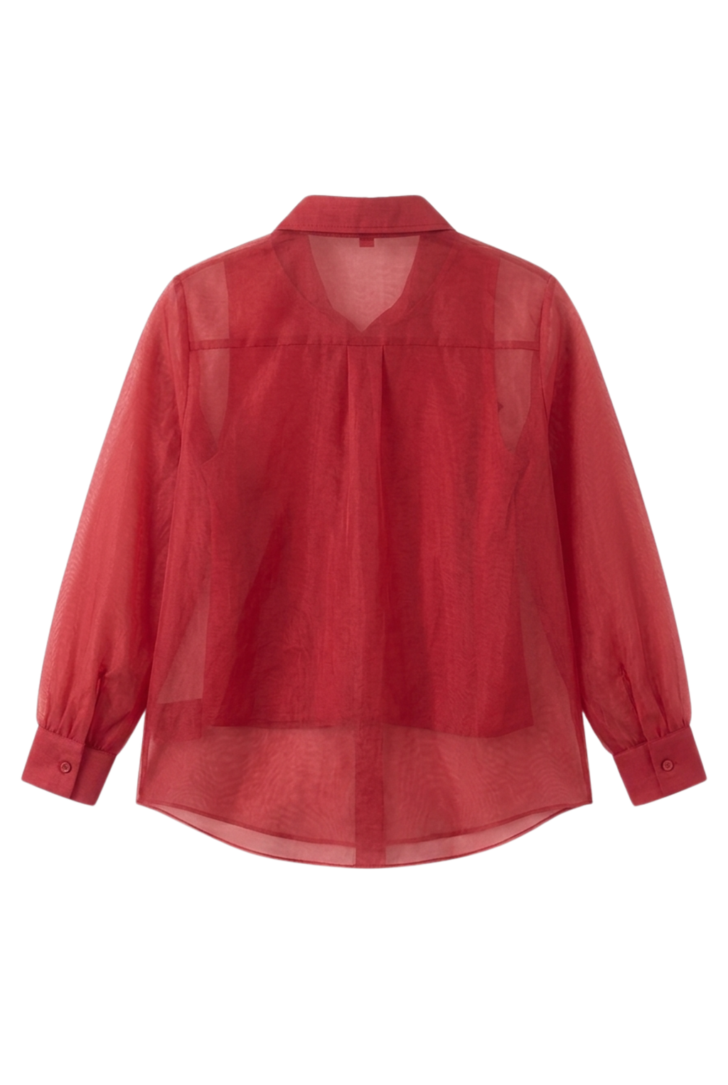 Radiant Red Cherry Embellished Sheer Shirt