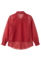 Radiant Red Cherry Embellished Sheer Shirt