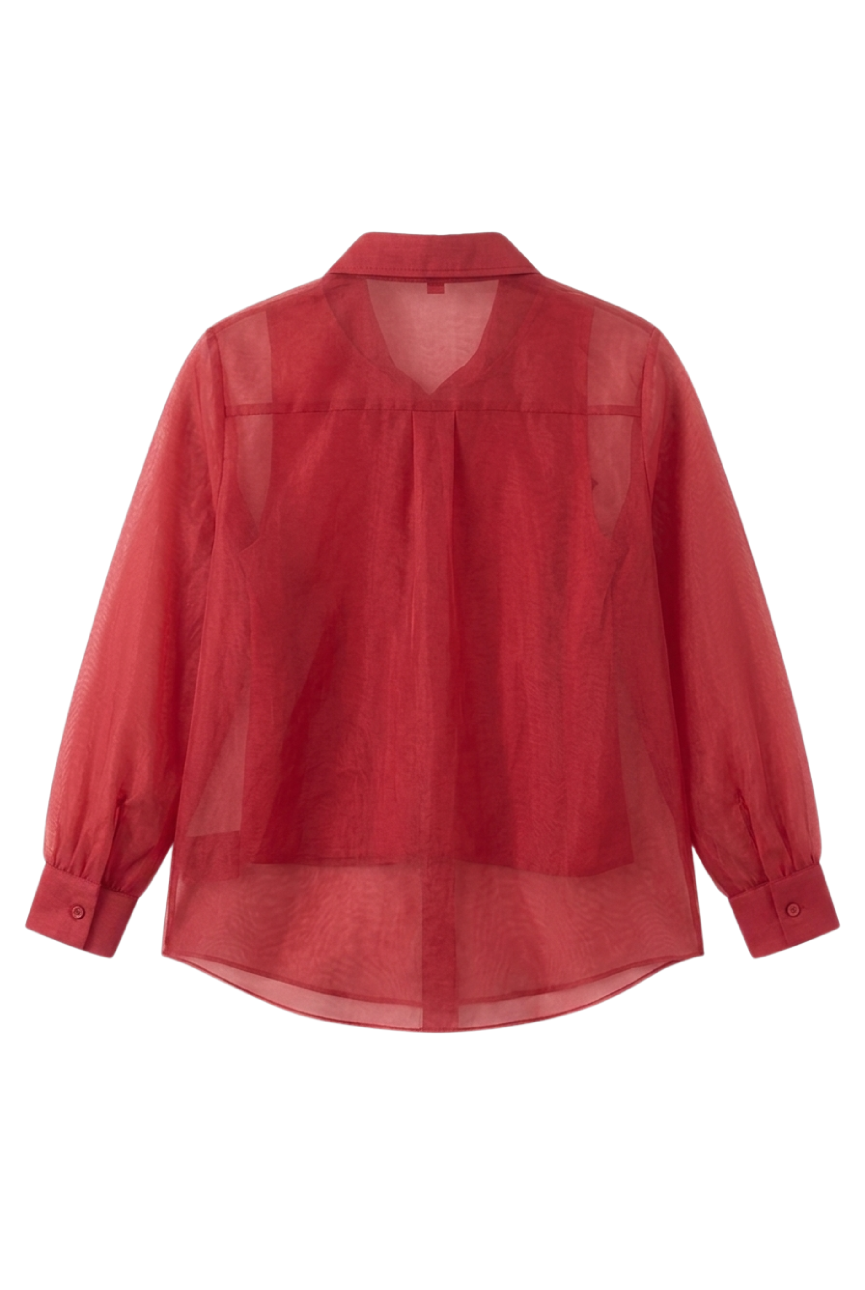 Radiant Red Cherry Embellished Sheer Shirt
