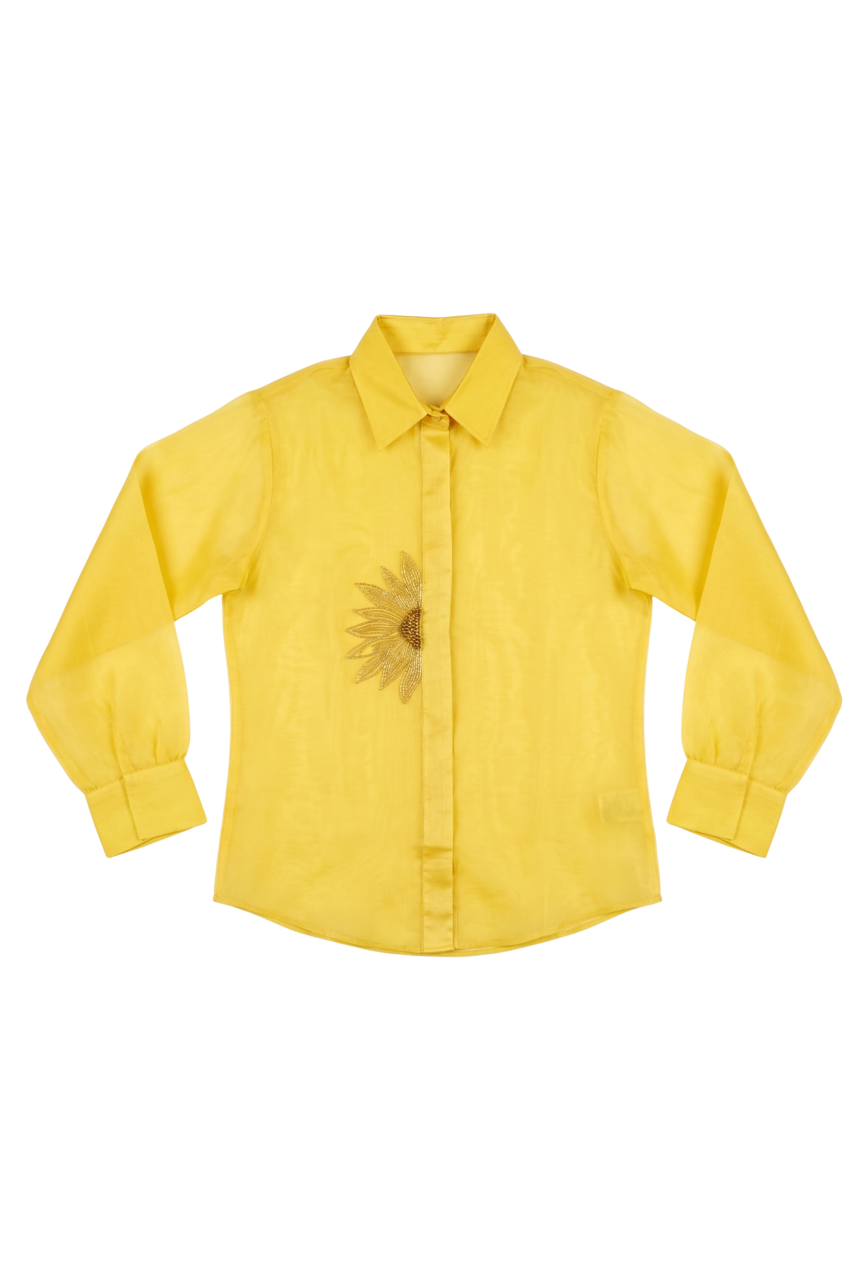 The Crimson Yellow Sunflower Organza Shirt