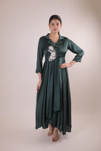 The Emerald Artisanal Flora Satin Frock