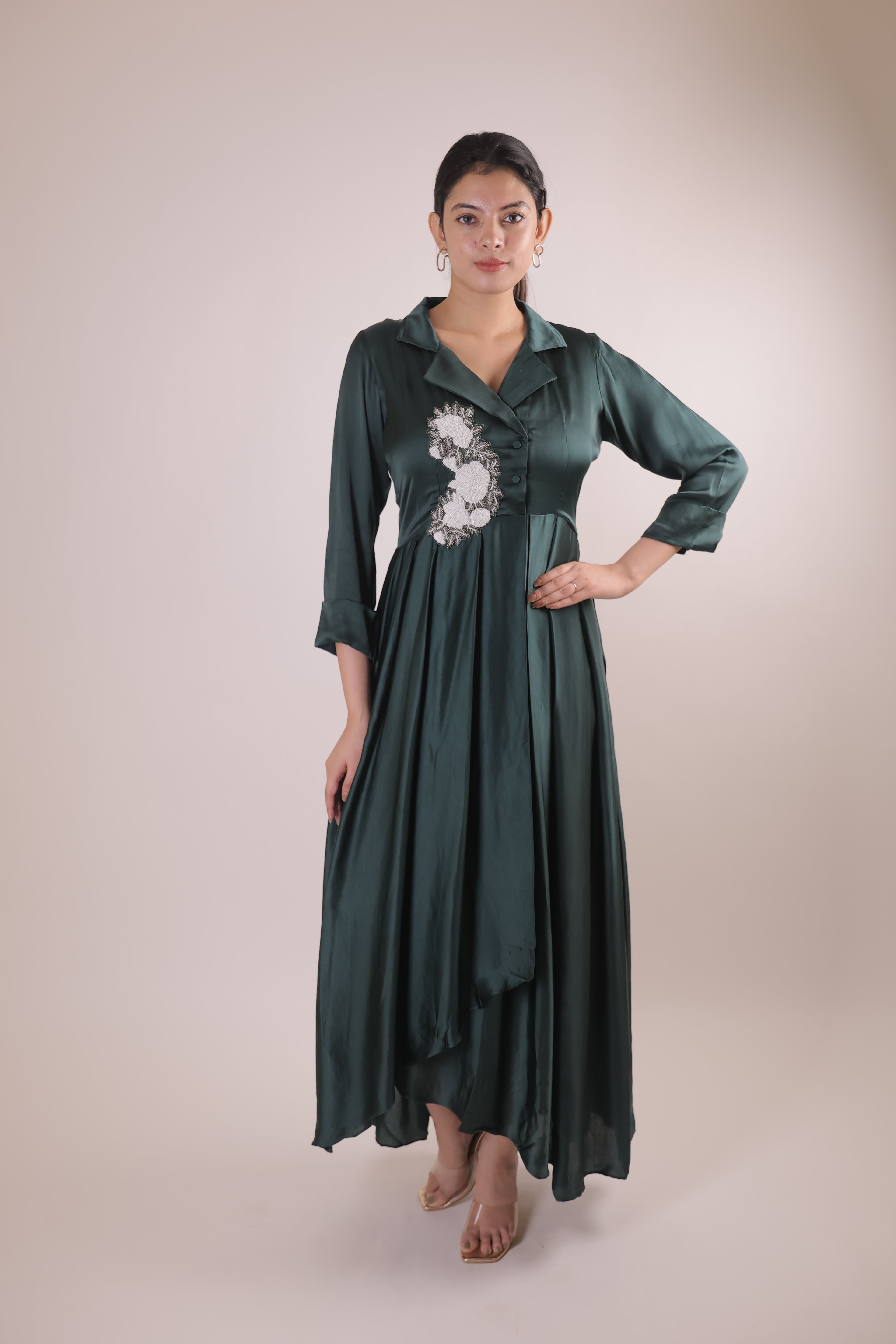 The Emerald Artisanal Flora Satin Frock