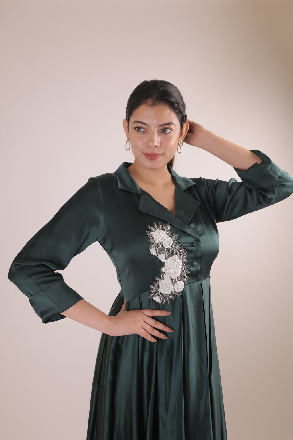 The Emerald Artisanal Flora Satin Frock