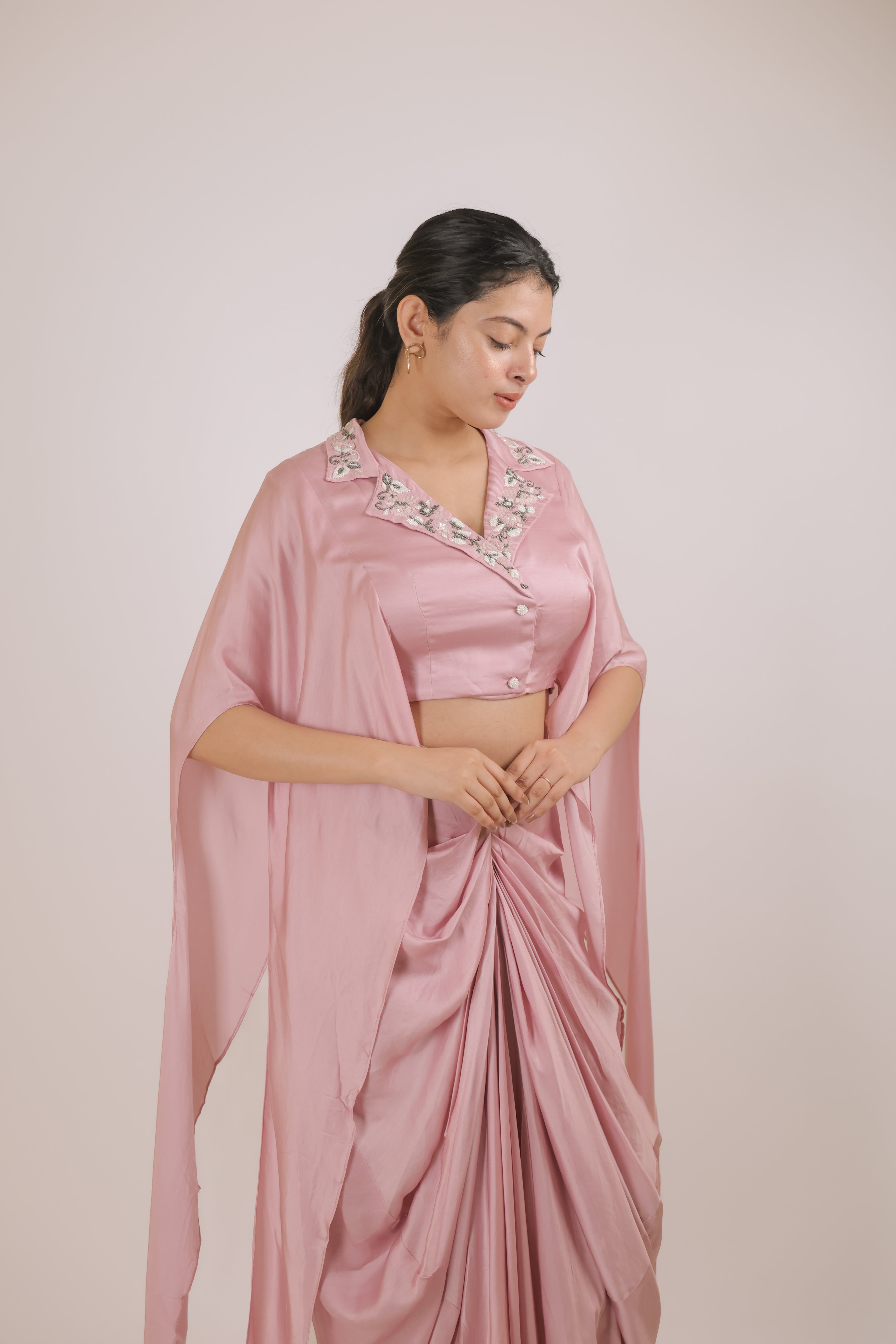 Pink collar with pleated skirt