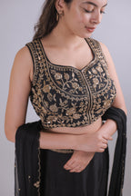 Midnight Gold Embroidered Skirt Set