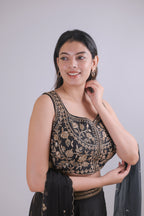 Midnight Gold Embroidered Skirt Set