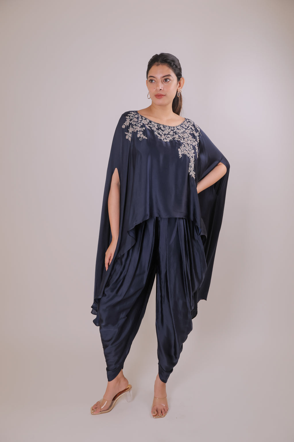 Navy Tulip pants with cape