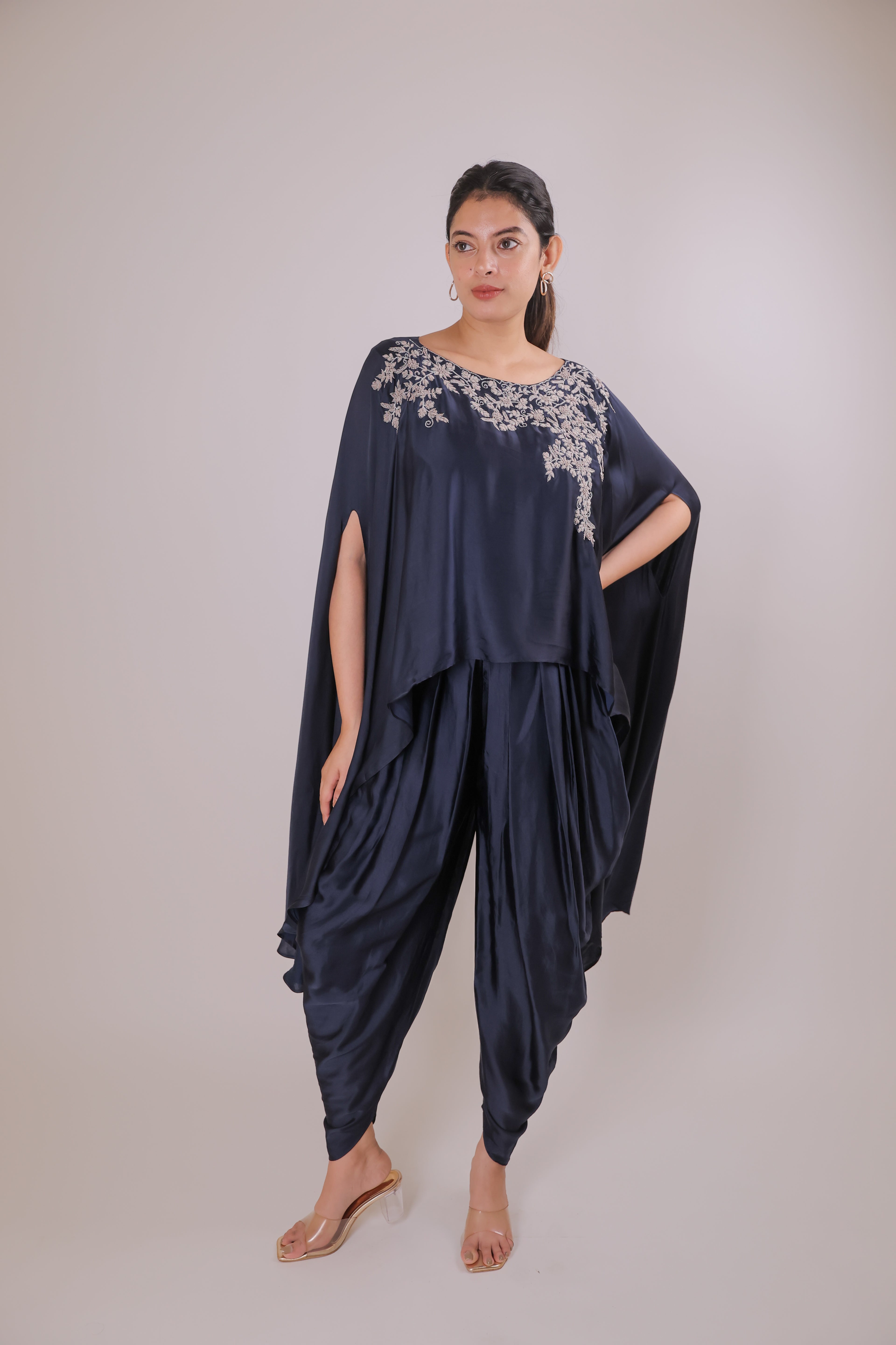 Navy Tulip pants with cape