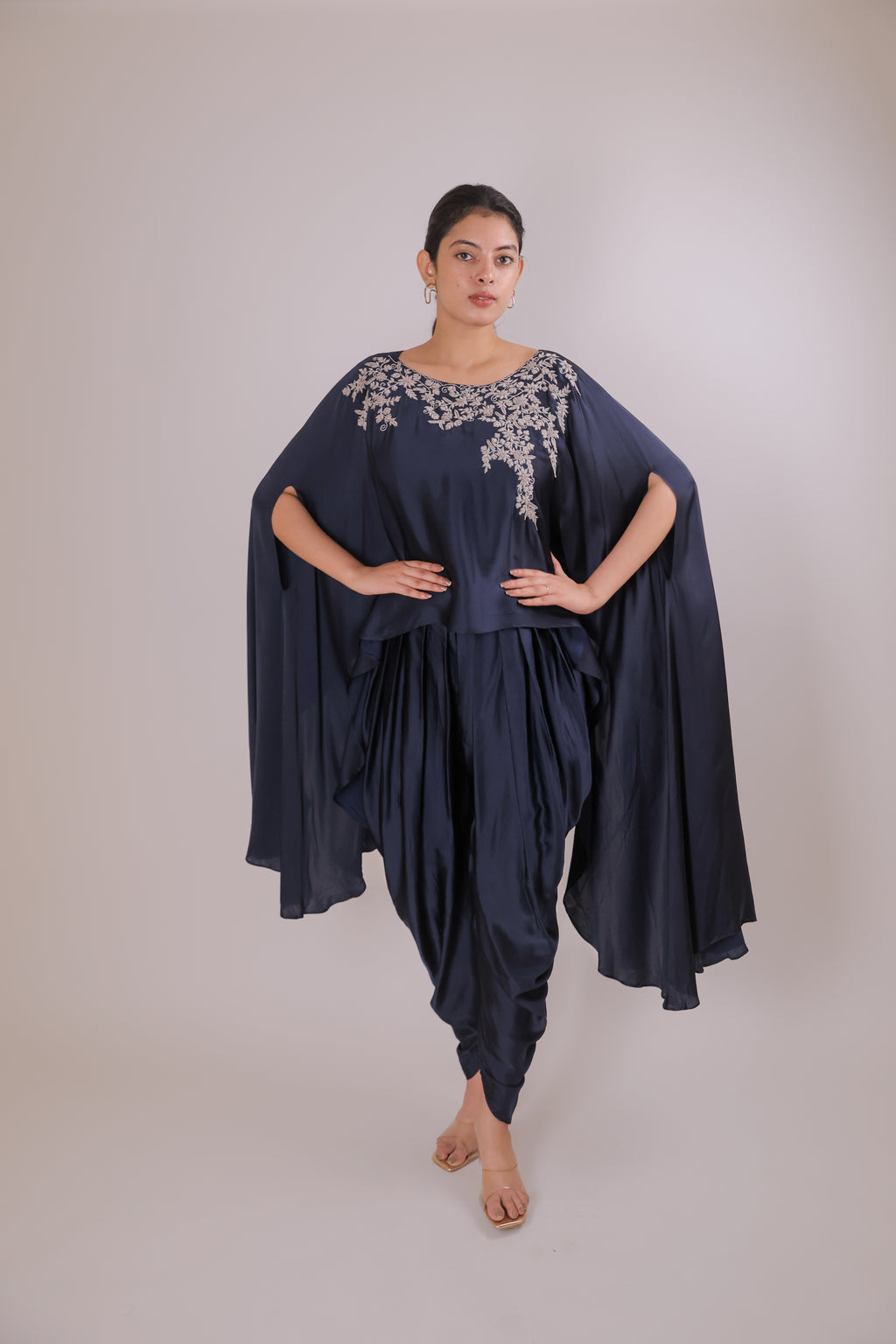 Navy Tulip pants with cape