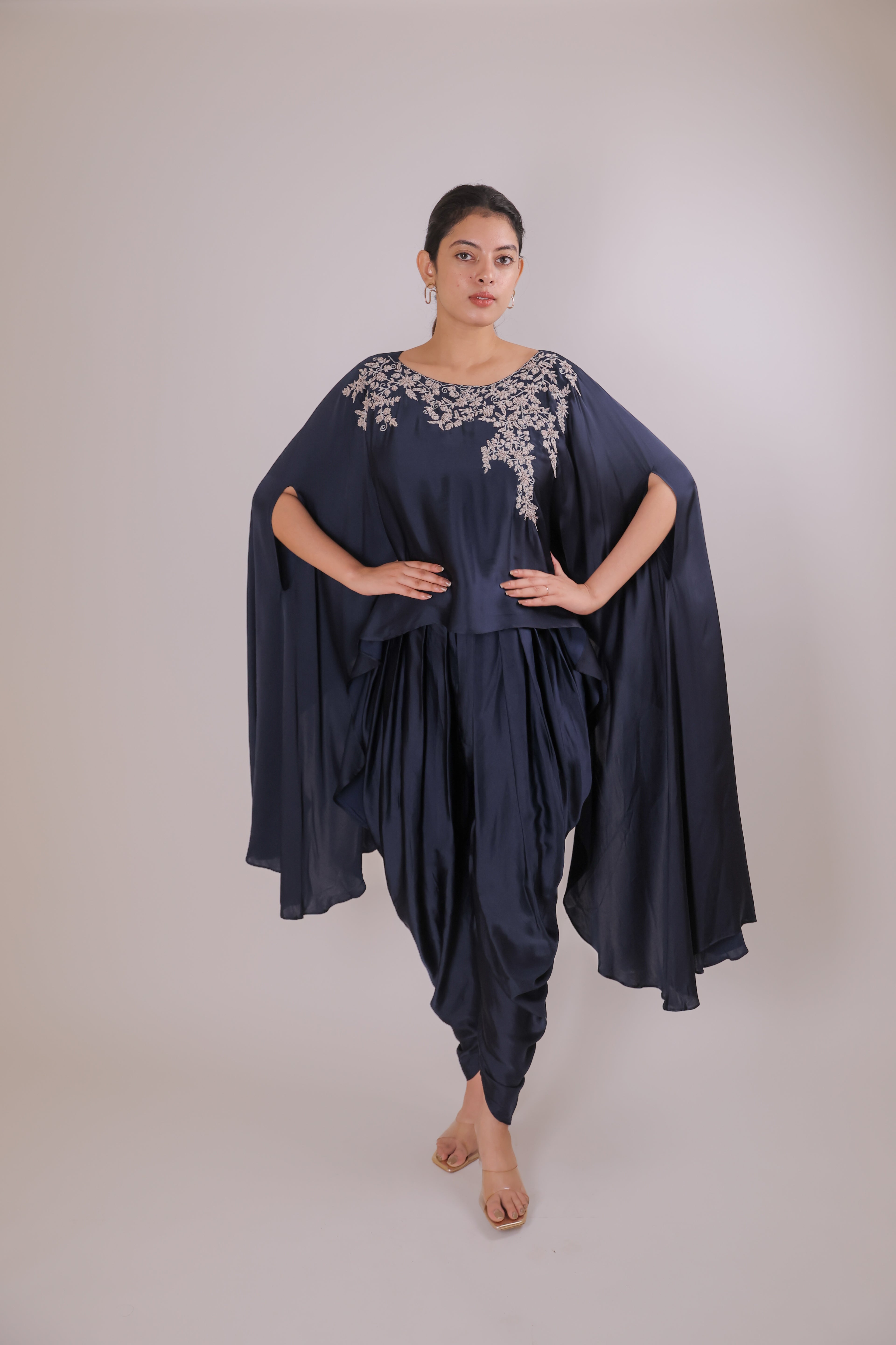 Navy Tulip pants with cape