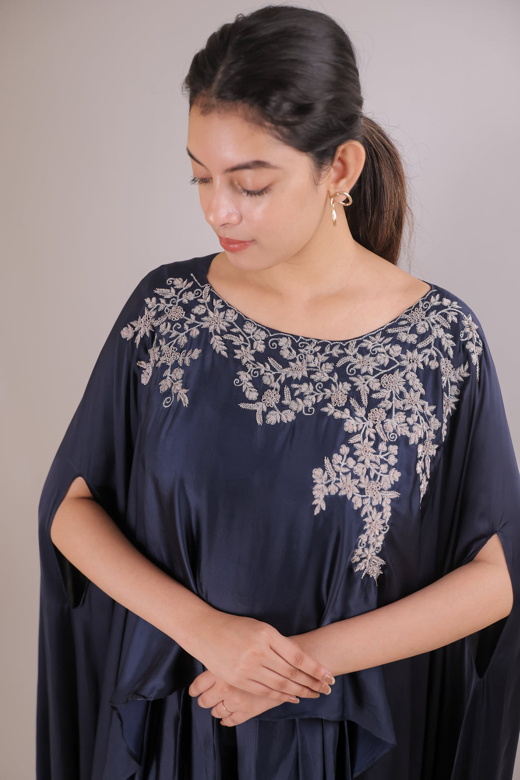 Navy Tulip pants with cape