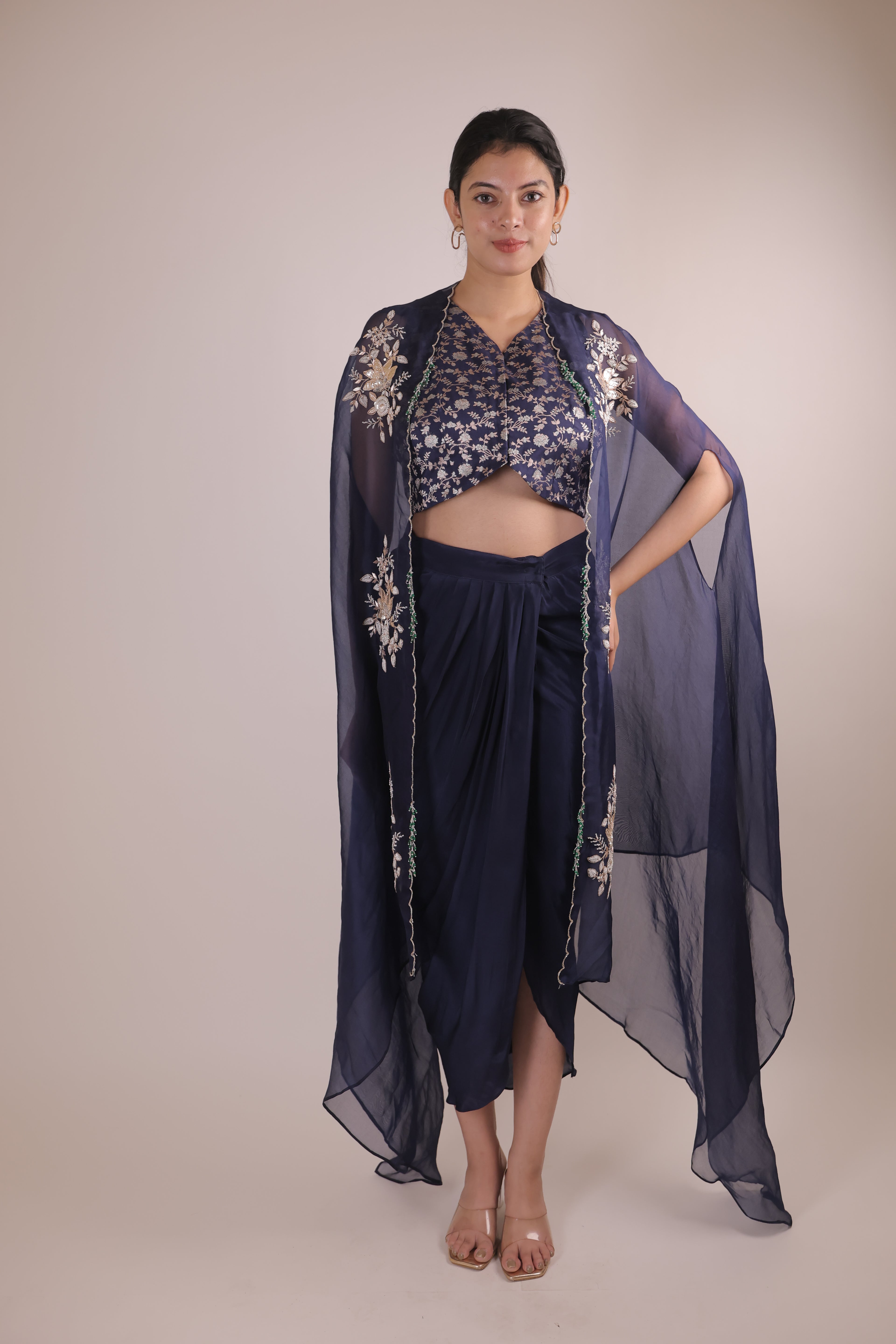 Jamavaar with Cape Dress