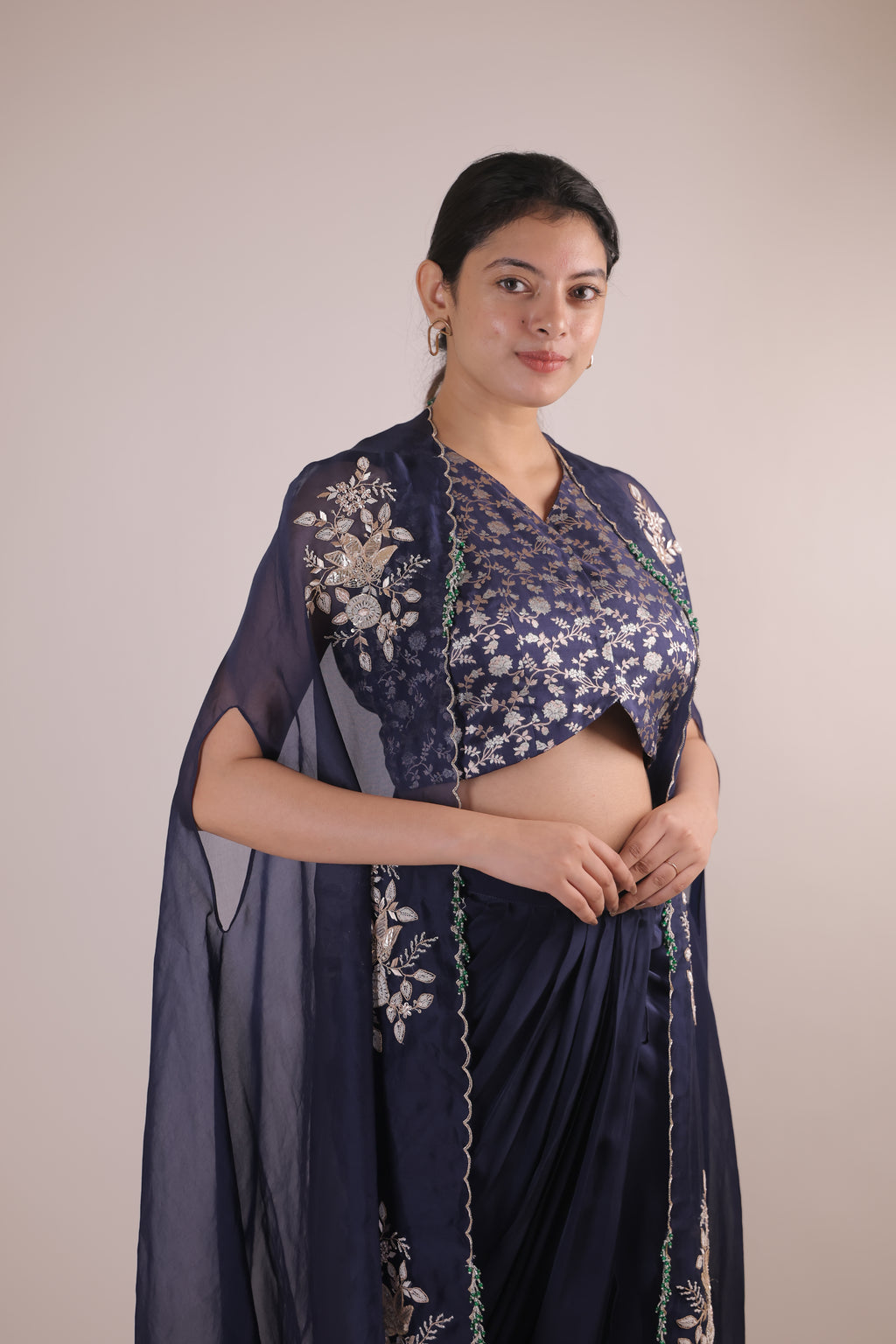 Jamavaar with Cape Dress