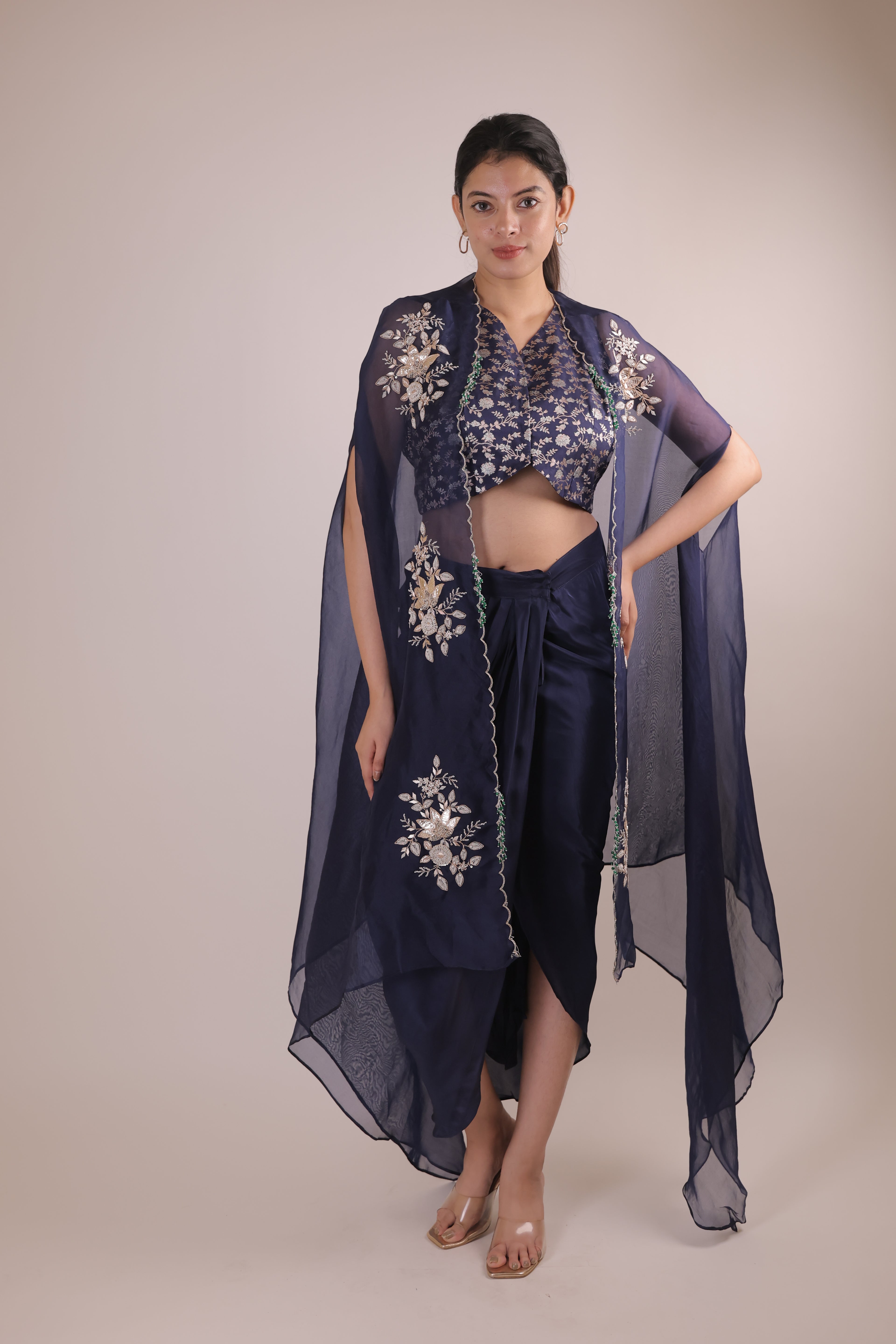 Jamavaar with Cape Dress