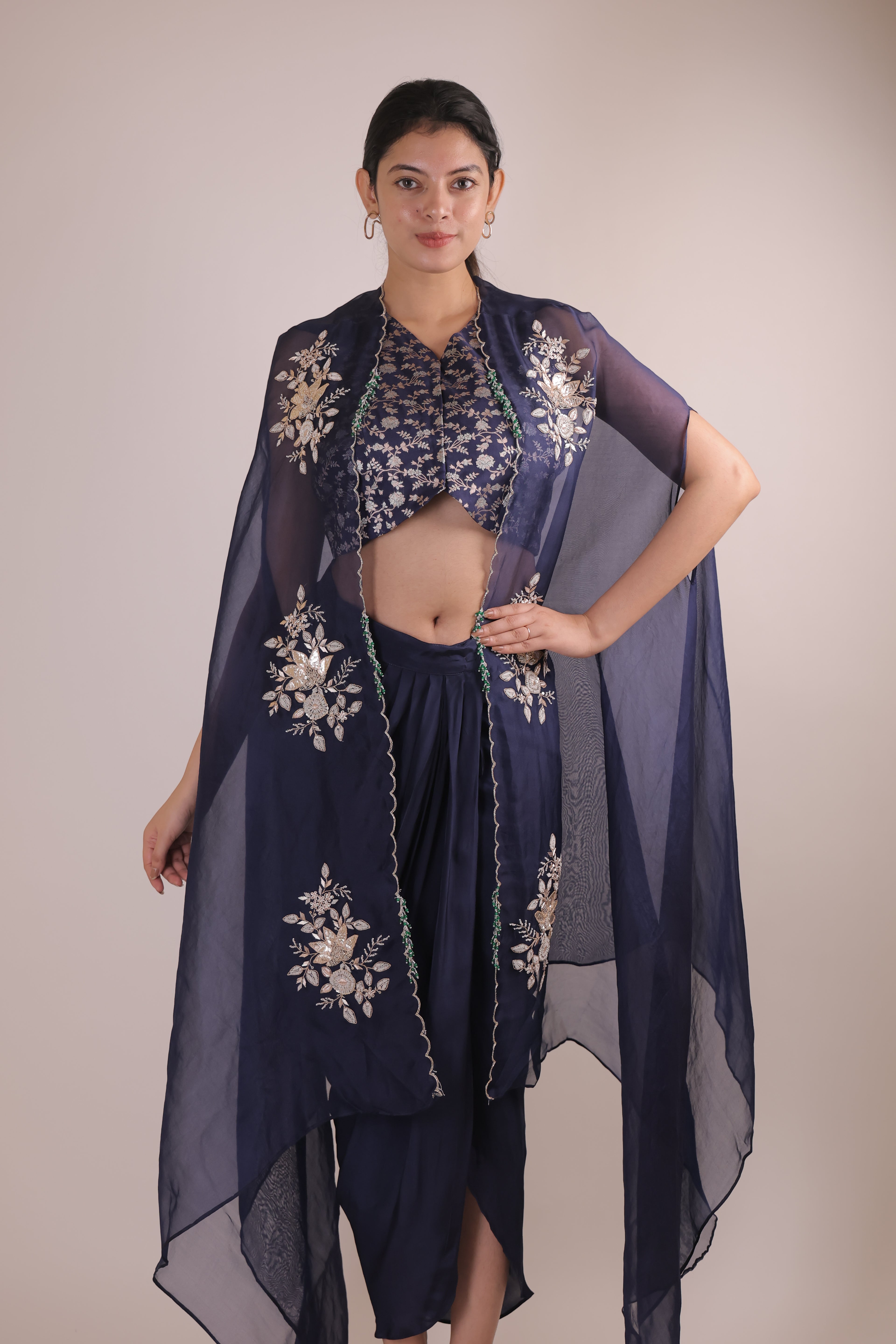 Jamavaar with Cape Dress