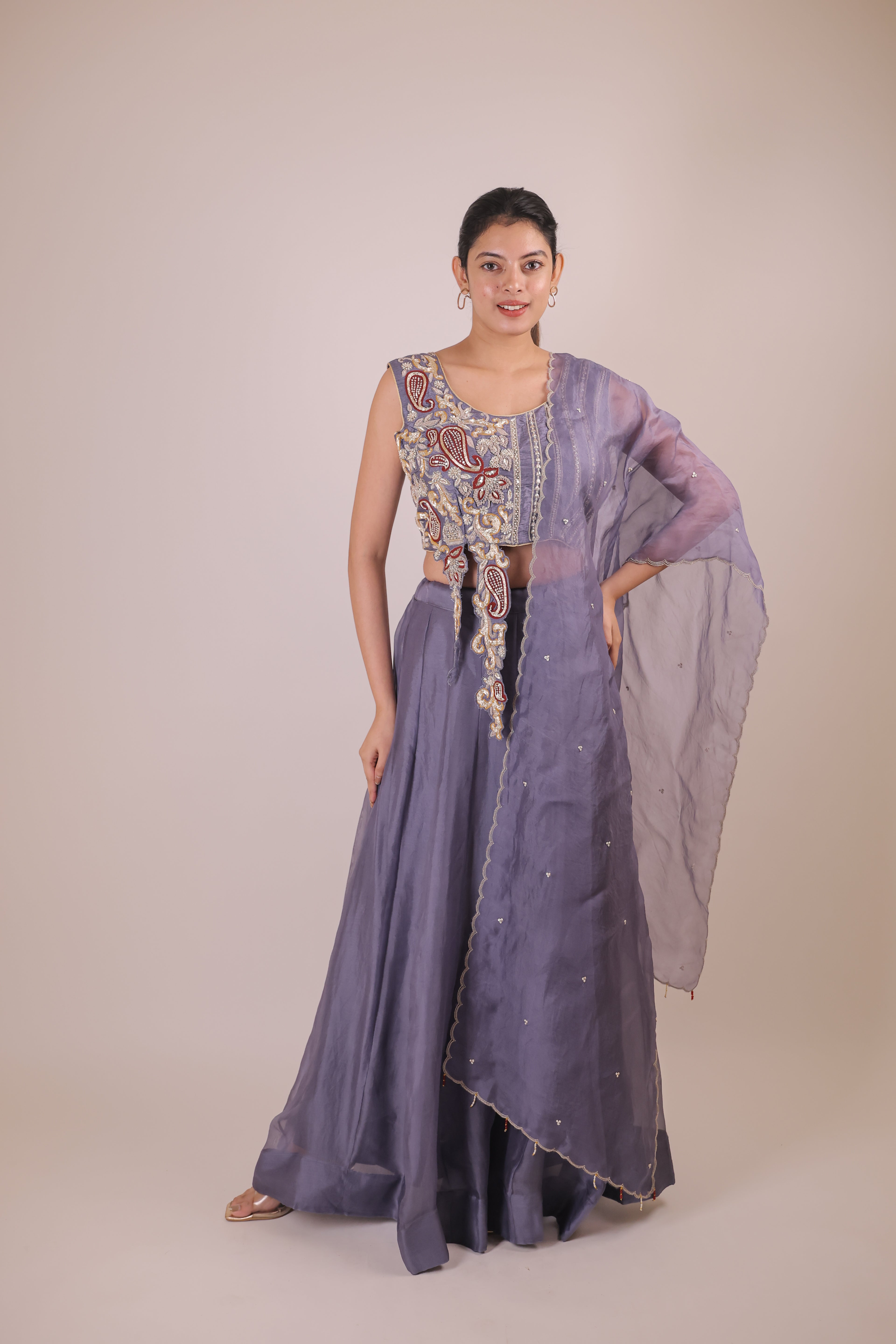 Cutwork Blouse with Kora skirt